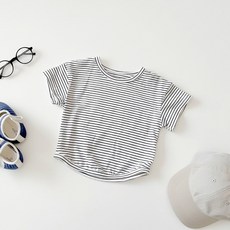 嬰幼兒童卡通小熊牛仔揹帶短褲條紋T恤韓版夏裝寶寶寶哈衣爬服潮