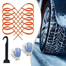 스노우체인눈길 체인 나일론 미끄럼 방지 타이어 트랙션 세트 겨울용 자동차 SUV 얼음 진흙 도로 비상용