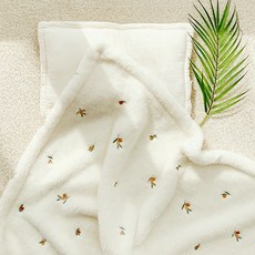 마롤로뜨 자수 극세사 아기 블랭킷 이불 담요 신생아 겨울, 자수 극세사 블랭킷_싱싱올리브
