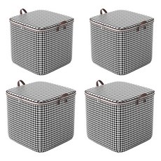 Tiger Pavilion 하운드투스 패턴 세로형 리빙박스 110L, 블랙+화이트, 4개