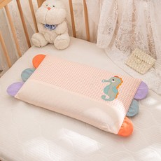 DIU 全棉水洗棉枕頭0-2-6-12歲以上寶寶幼兒園小學生午睡枕頭, 彩虹邊小海馬30*50cm