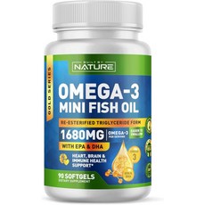 Built by Nature Omega 3 Mini Fish Oil – Re-esterified Triglyceride Form (rTG) – High Omega-3 1680m, Built by Nature Omega 3 Mini F, 1개