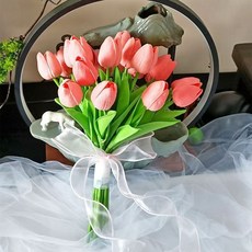 仿真鬱金香花束 居家裝飾 擺飾 攝影道具 多色可選, 20隻深粉仿真鬱金香