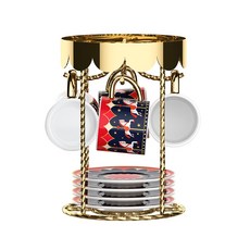 精美金色支架陶瓷杯盤套裝，藝術圖案咖啡杯碟組合，聚會送禮首選, 金色, 1個