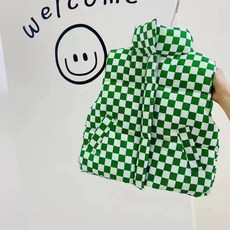 POKO 兒童立領夾棉格子背心