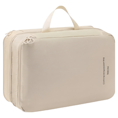 雙層旅行壓縮袋 衣物收納袋 二層衣物壓縮包 雙面壓縮收納包 韓國壓縮袋, 1個, 灰米粉藍, 1個裝