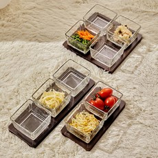 Louis&Topel 深胡桃木玻璃小菜分格盤 3格, 單一顏色, 深胡桃木玻璃小菜盤 - 3格, 1個