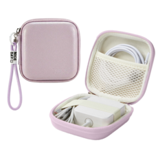 더심플러 USB 케이블 충전기 선정리 한번에! 미니 컬러 선 정리함 스트랩 손 끈 있는 핸드폰 휴대폰 충전기선 선정리 케이스 해외여행 필수품 준비물 소형 디지털 보관 파우치, 1개, 바이올렛(스트랩)