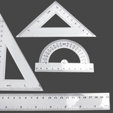 각도기 삼각자 제도용 도면 세트 4P, 각도기세트