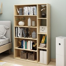 책장 서재 책장 선반 오픈 선반, 5단, Oak color