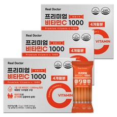 리얼닥터 프리미엄 비타민C 1000 분말 항산화 피로회복 고용량 1 000mg 하루 1포 120일분 대용량 레몬즙과즙분말, 120회분, 3개