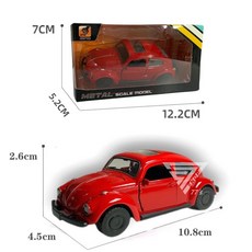 【台灣出貨】1:43合金超跑模型車，仿真警車合金模型，兒童玩具賽車, 金龜老爺車-紅, 1個