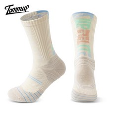 【臺灣出貨】字母漸變籃球襪綜合格鬥精英襪高幫毛巾底美式-輕時尚, 米色藍色, 1個