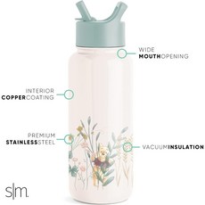 啵比小舖 美國Simple Modern 迪士尼兒童不銹鋼吸管水瓶/保溫保冷水壺, 1個, 32oz(947ml)維尼, 維尼, 414ml