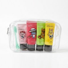 LG생활건강 카카오프렌즈 미니스 여행용 세면도구 5종세트 샴푸 린스 치약 칫솔 폼클렌징 지퍼백, 1세트