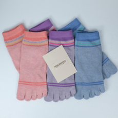 노블삭스 여자 쫀쫀한 순면 감촉 중목 발가락 양말 6켤레 국내생산 파스텔컬러