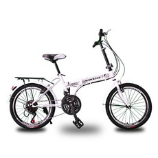 BIKEONE L16 城市休閒20吋21速通勤便攜後貨架折疊自行車, 白, 1個