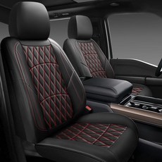 NS YOLO 가죽 카시트 커버 대부분의 자동차 SUV 및 세단에 범용 핏 방수 럭셔리 인조 가죽 쿠션 시트 프로텍터 2개(그레이 전면 쌍-시트 2개(운전자 및 승객), Full Set-5 seats(front and rea, 블랙과 레드