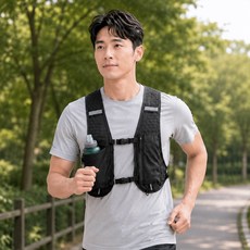루이벤 트레일 러닝조끼 베스트 남녀공용 러닝백 초경량 물통수납 마라톤 마라톤 등산 조깅가방, 1개, 런닝조끼가방-블랙