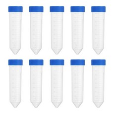 파티킬 50ML 플라스틱 원심분리기 튜브 누수 방지 파란색 나사 캡이 있는 원뿔형 시험관 용기 12개 및 실험실 액체 눈금 표시, Blue