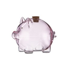 高檔透明玻璃金豆豆收納瓶 網紅ins小金豆金瓜子儲存瓶 迷你展示瓶, 1個, 粉色小豬