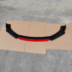 通用汽車四段前脣包圍前臉下巴擾流闆三廂防颳改裝 前下巴 改裝 前脣 擾流闆 前鏟 前下巴 前定風翼, 【通用】亮黑+紅舌 送貼紙