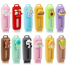 12팩 귀여운 접이식 연필 지우개 아동용 벌크 카와이 만화 재미있는 교사 수업 보상 선물 학교 용품 홈 오피스 파티 충전재, 12 Pcs