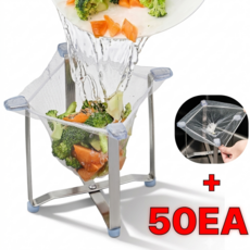 MADEALL 씽크대 음식물쓰레기 봉투 거치대 접이식 스탠드 거름망 50매 증정, 스테인리스, 1개