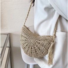 반달 크로스백 라탄백 왕골가방 비치백