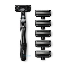 일본 카이 AUGER 아우거 콤보팩 면도기 세트 핸들 1개 교체날 5개, 1세트