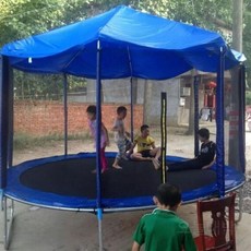 대형 방방 야외 안전망 원형 놀이기구 지붕 점프 펜션, 2.44m블루+캐노피, 1개