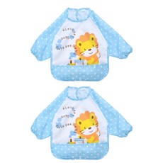 [멀티포] 방수 턱받이 2종세트 이유식 아기턱받이 여아 남아 방수빕 거즈빕 턱받이 긴팔방수빕, B_11, 2개입, 1세트