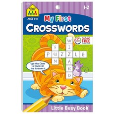 스쿨존 첫 크로스워드 워크북: 48페이지 1학년 2학년 활동 패드 단어 퍼즐 검색 어휘 철자 6세에서 8세 (작은 바쁜 책 시리즈)