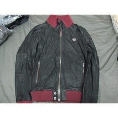 跩狗嚴選 Superdry Crashed Biker 紅色立領修身黑色真皮皮衣 騎士外套, 1個