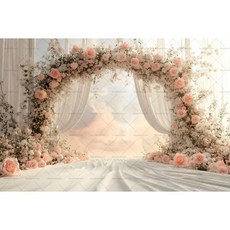 화이트 핑크 배경 커튼 꽃 장식 천 웨딩 생일 사진 소품, 12. X02749