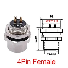 M12 3핀 4핀 방수 패널 마운트 커넥터 소켓 플랜지 암수 센서 커플 나사형 코드 8핀, M12 Female 4pin, 1개