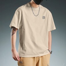 Yellwell 남성 여름 오버핏 반팔 티셔츠 데일리 라운드넥 빅사이즈 캐주얼 상의 LHK