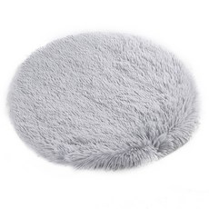 라운드 개 침대 매트 애완 동물 잠자는 침대 작은 중형 대형 개를위한 부드러운 솜털 긴 플러시 따뜻한 애완 동물 쿠션 고양이 잠자는 담요 패드, 특대형 100CM, 2 밝은 회색, 1개