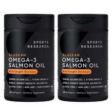 스포츠리서치 알래스칸 오메가-3 475mg 살몬 Oli 2500mg 와일드 코트 사카이 소프트젤, 2개, 180정