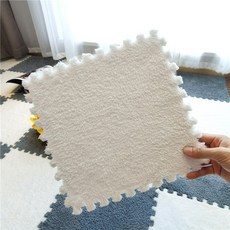家用方塊拼接植絨地毯 30*30*0.6cm 送邊條, 01白色, 1個