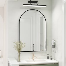 Brendayia 500x750mm 반아치형 벽걸이 거울 욕실 거울 침실 거실, 블랙