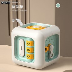 QRU 嬰兒益智多功能六面體蒙氏早教忙碌球魔方動動樂訓練仿真開關玩具, 1個, 小六面體忙碌魔方-綠