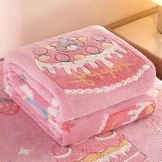 꽃무늬 담요 침실 소파용 플란넬 귀여운 핑크 딸기 패턴 세탁기 사용 선물, 1. Cake Party
