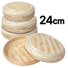 대나무 도시락 원형석작 L24cm (떡상자 한과 찬합 곶감 폐백 말석 밥바구니 뚜껑), 지름24cm