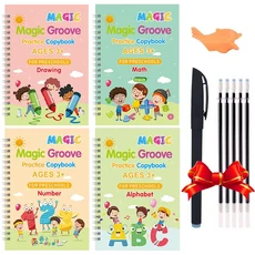 올스토어 영어 싱크 매직 연습 카피북 프랑스어 숫자 추적서 독일어 재사 가능한 쓰기 도구 4 권/세트, 06 4 books English Set2, 06 4 books English Set2