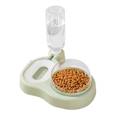 러브 드림 2 in 1 개 고양이 그릇 15 기울어진 물과 음식 세트 자동 물 디스펜서 병과 분리 가능한 접시 소형 또는 중형 강아지 토끼용 애완동물 먹이기, 2 in 1 Bowls Green