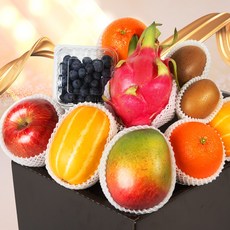 [맛딜] 프리미엄 7종 과일 혼합 선물세트(사과 애플망고 용과 오렌지 참외 블루베리 골드키위), 1세트