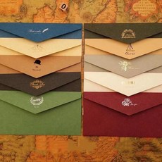 高檔信封信紙套裝燙金信封ins高顔值西式信封輕奢牛皮紙加厚賀卡, 1個, 隨機圖案（1信封+2信紙+封口貼）