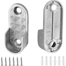 15x30mm 타원형 막대를 위한 2팩 옷장 막대 끝 지지대 아연 합금 브래킷 홀더 극 소켓 장착2개의 장착 구멍, 2 Mounting Hole, 2