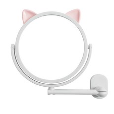 貓耳造型圓形旋轉掛鏡, 白色的